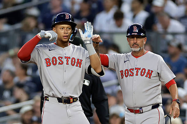 Kristian Campbell eats after collecting a pair of RBI-singles for the Red Sox on Saturday In 10-7 win over NY Yankees