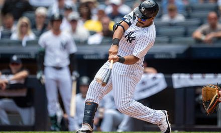 Trent Grisham went 3-5 on Saturday, including this home run as the Yankees beat the Orioles, 9-0, in The Bronx.